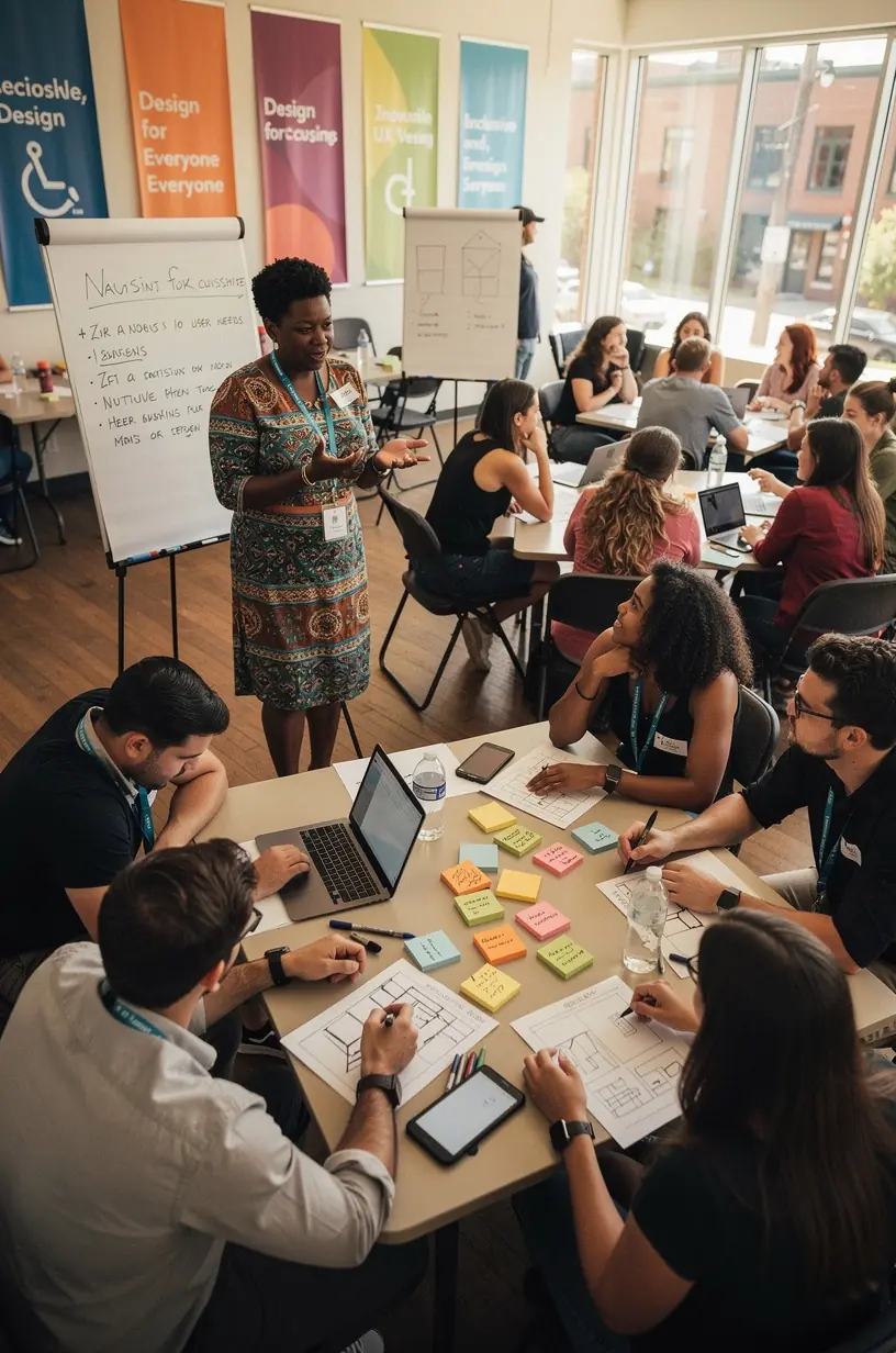 User-centered design concept with user interface sketches.